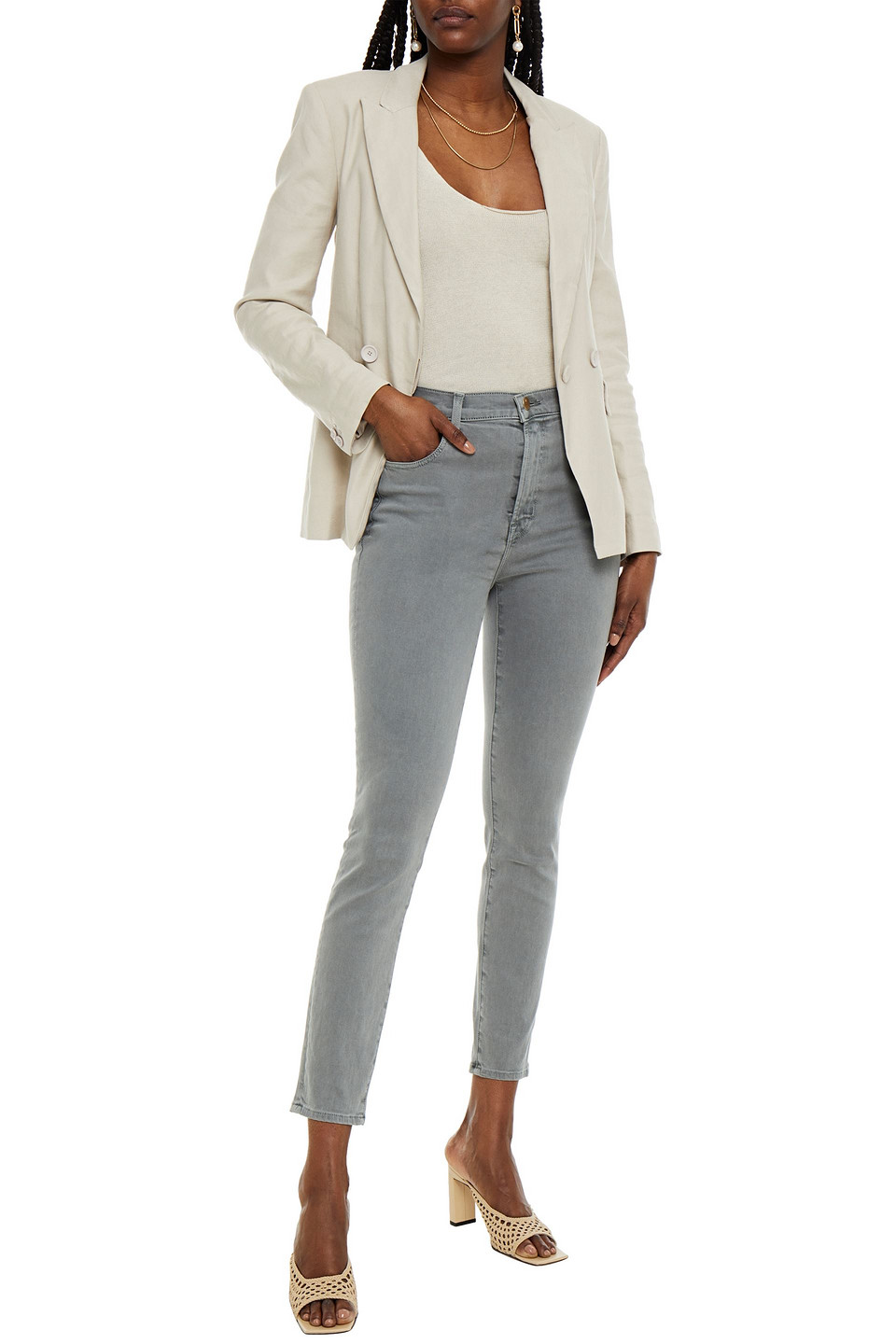 J Brand Leenah High-rise Skinny Jeans In Gray