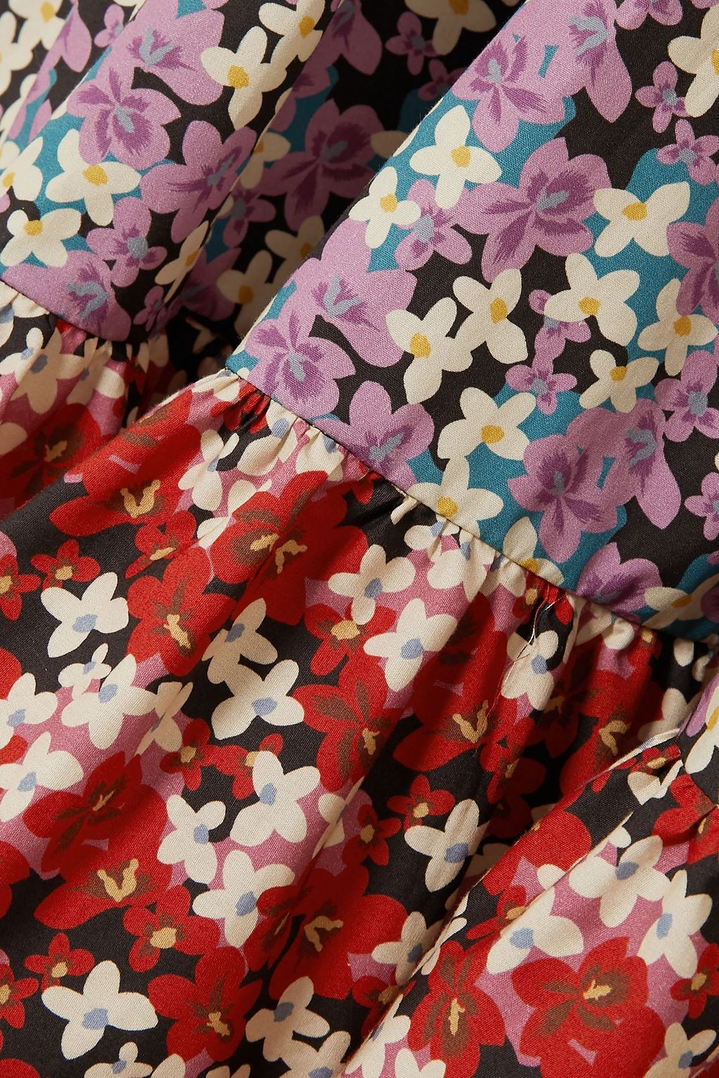 VALENTINO GARAVANI Gathered floral-print cotton-poplin mini shirt dress