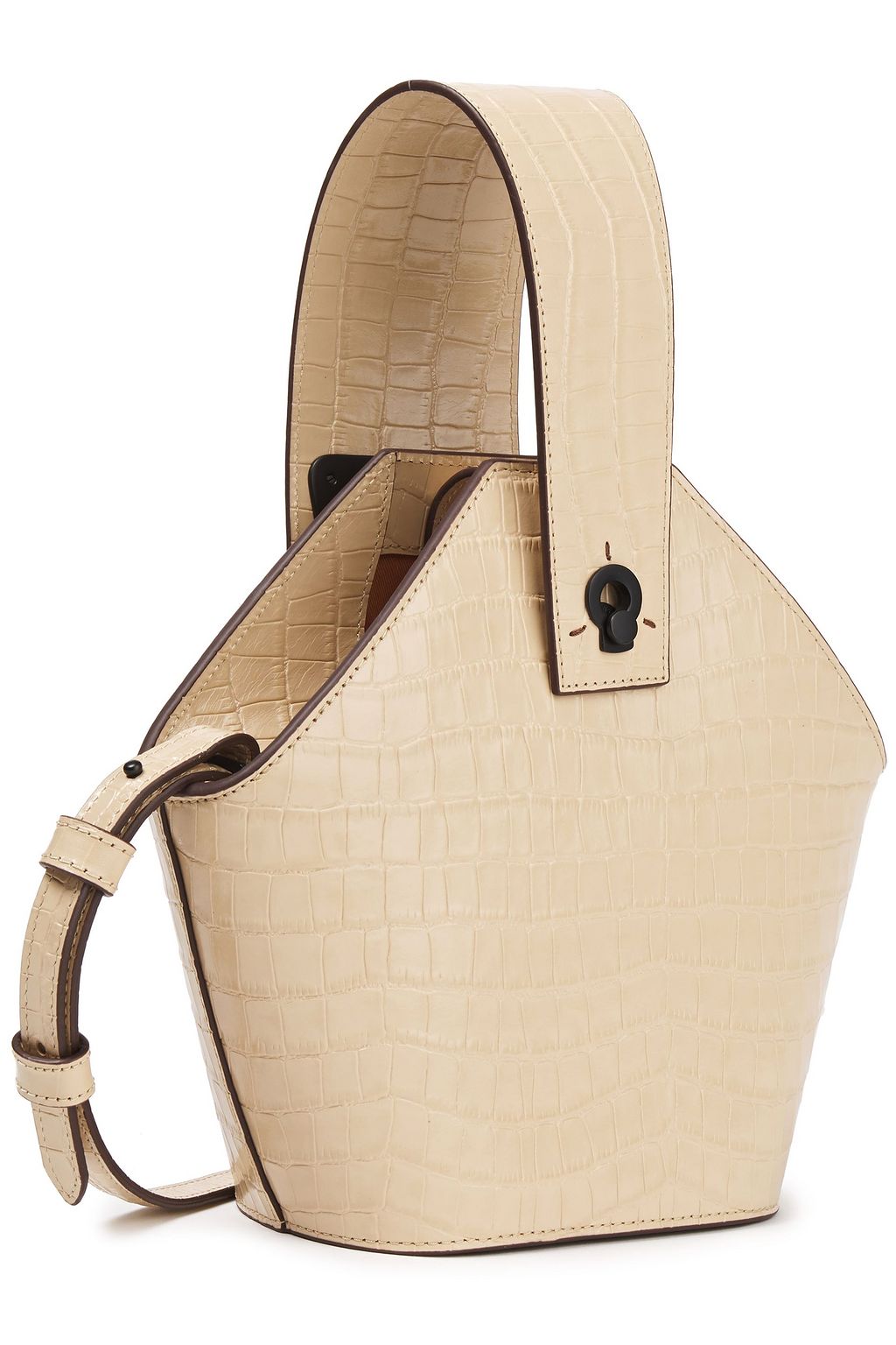 DANSE LENTE Johnny mini croc-effect patent-leather bucket bag
