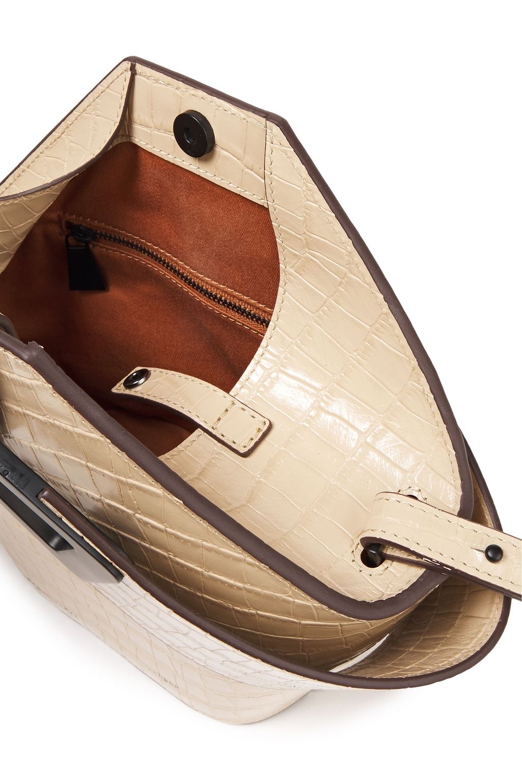 DANSE LENTE Johnny mini croc-effect patent-leather bucket bag
