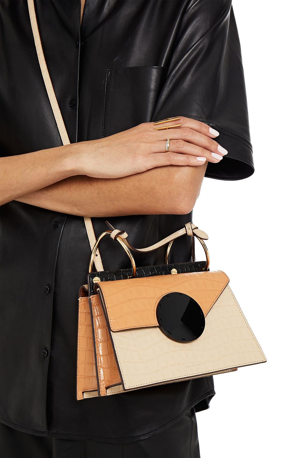 DANSE LENTE Phoebe croc-effect patent-leather shoulder bag