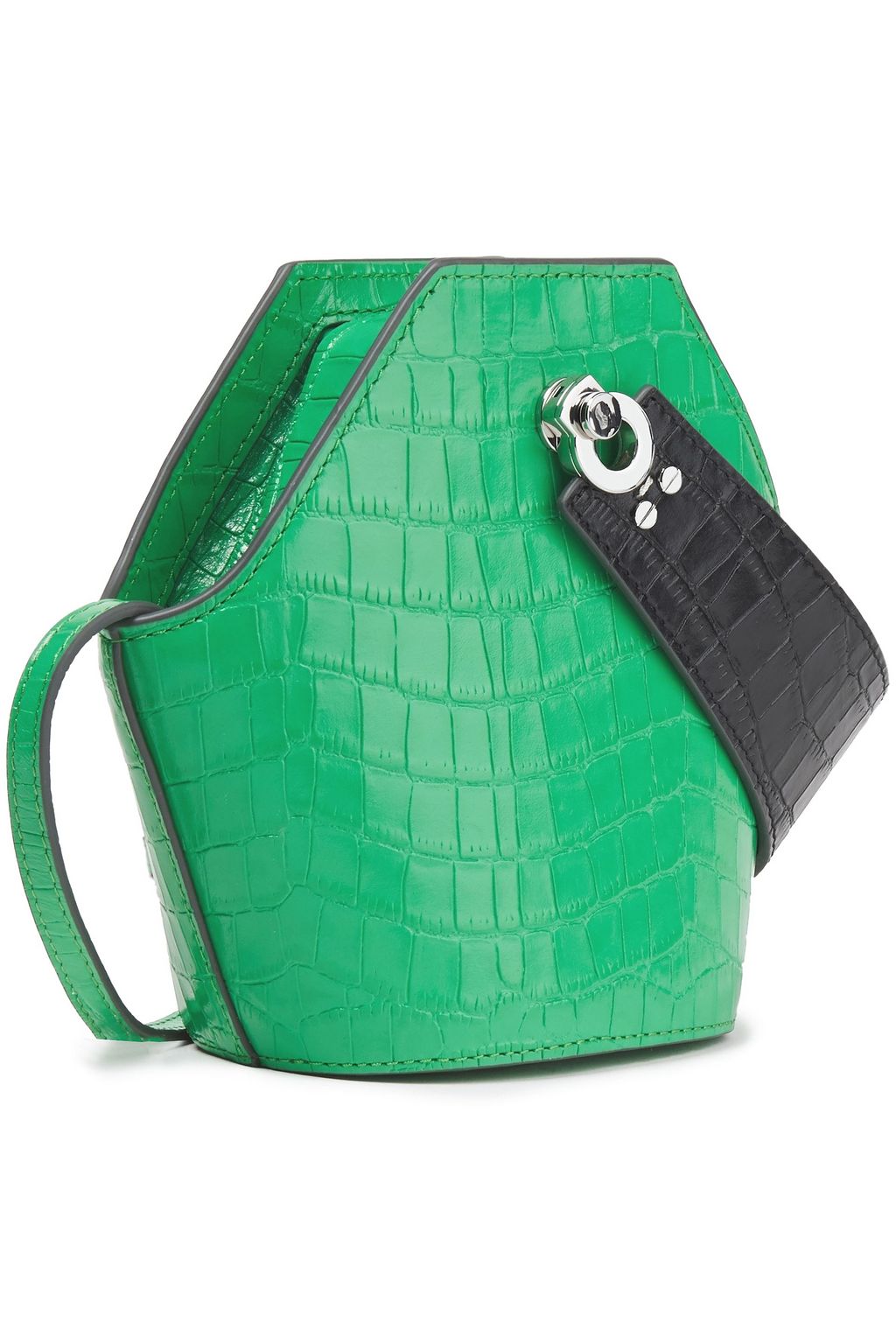 DANSE LENTE Johnny croc-effect patent-leather bucket bag