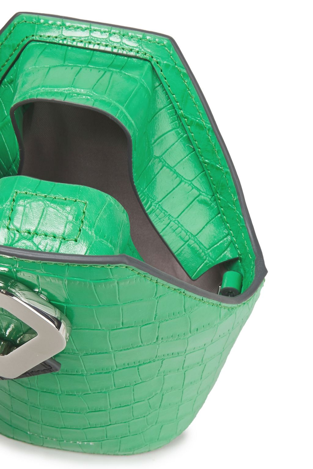 DANSE LENTE Johnny croc-effect patent-leather bucket bag