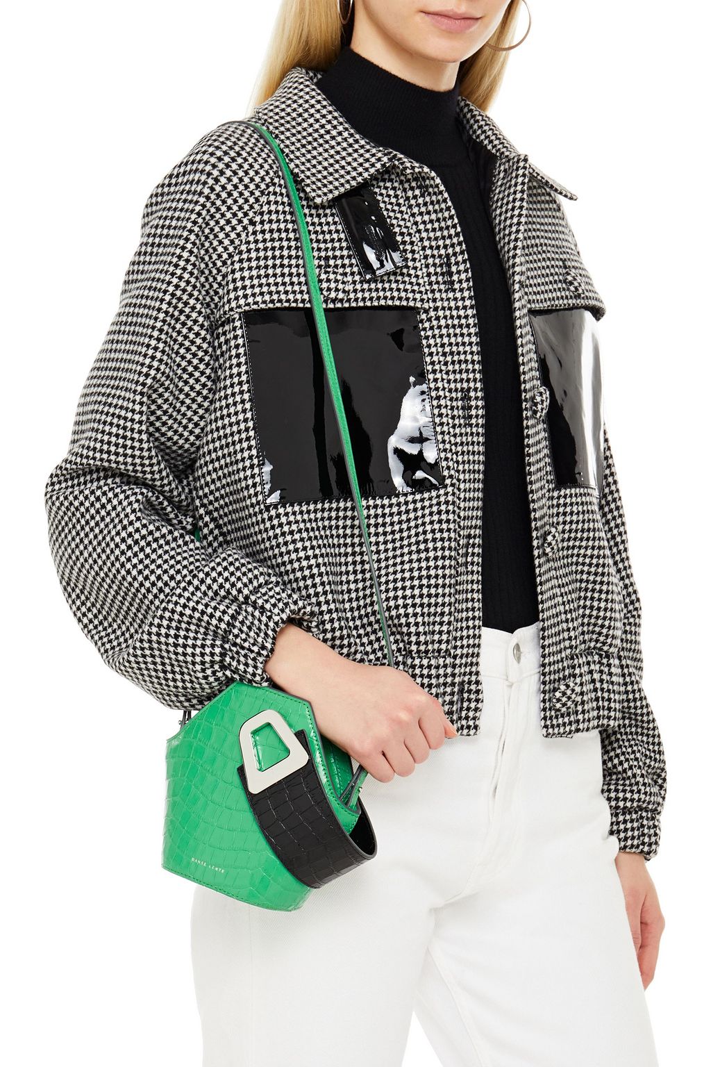 DANSE LENTE Johnny croc-effect patent-leather bucket bag