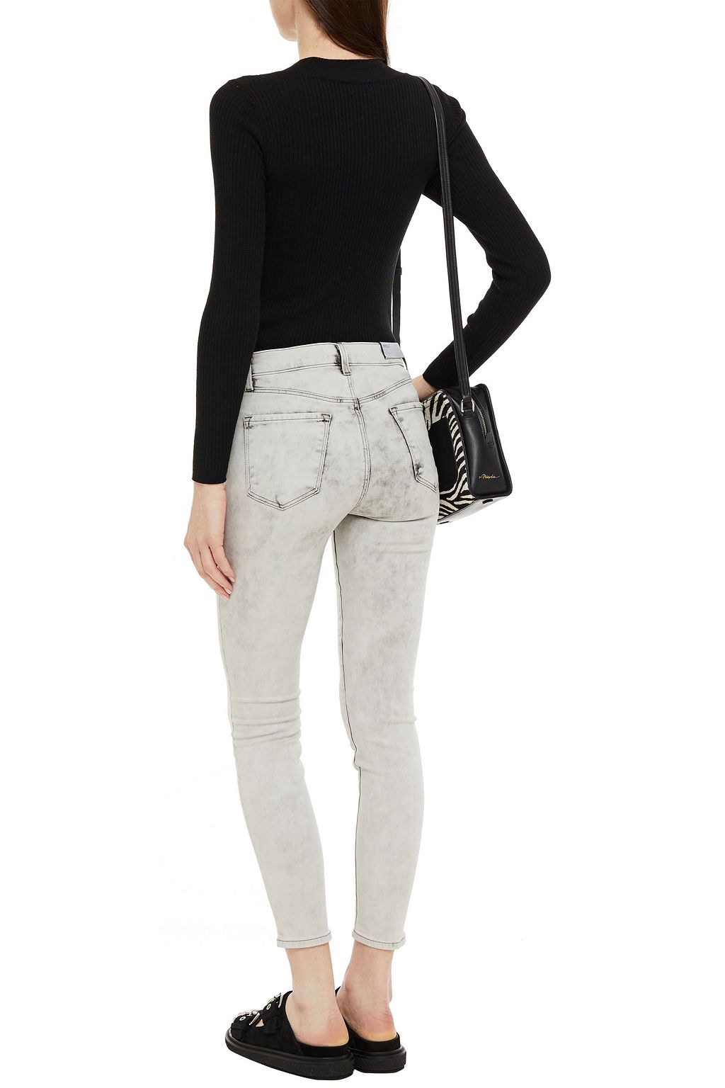 J BRAND Distressed high-rise skinny jeans