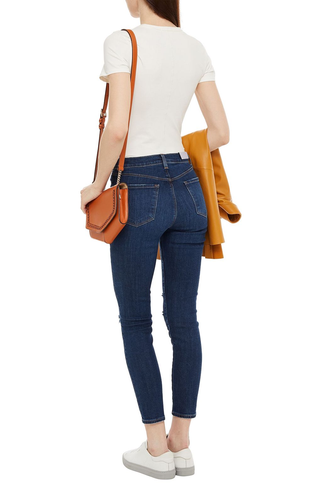 J BRAND Cropped distressed high-rise skinny jeans