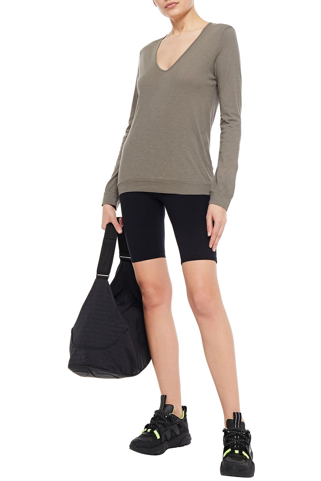 LANSTON Cotton and modal-blend slub jersey top