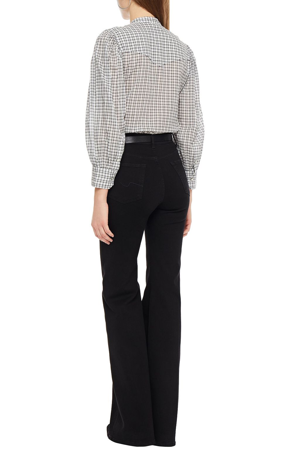 NILI LOTAN Maisie gathered checked cotton shirt