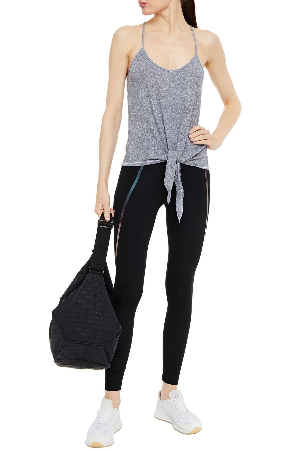 LANSTON Tie-front mélange slub jersey camisole