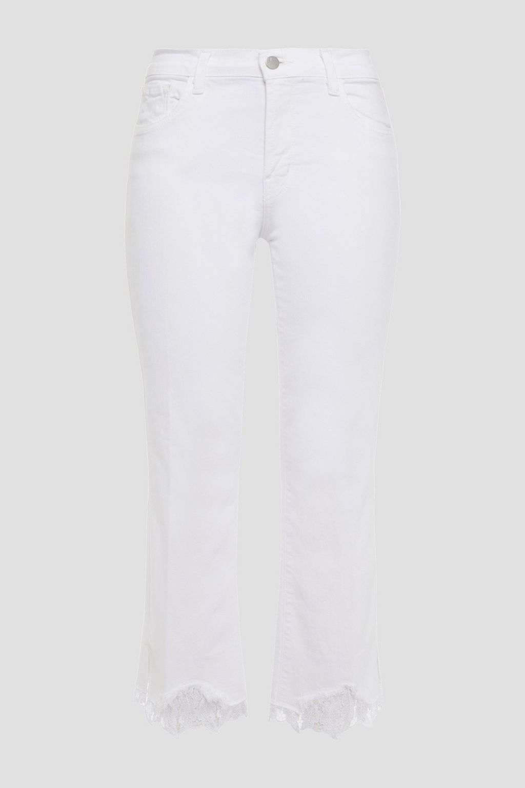 White Selena guipure lace-trimmed mid-rise bootcut jeans | Sale up to 70%  off | THE OUTNET | J BRAND | THE OUTNET