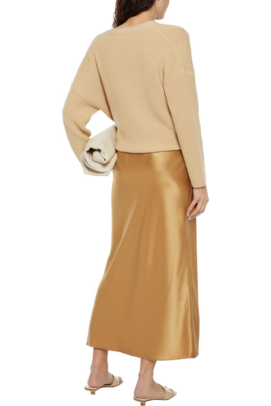 THEORY Satin midi skirt