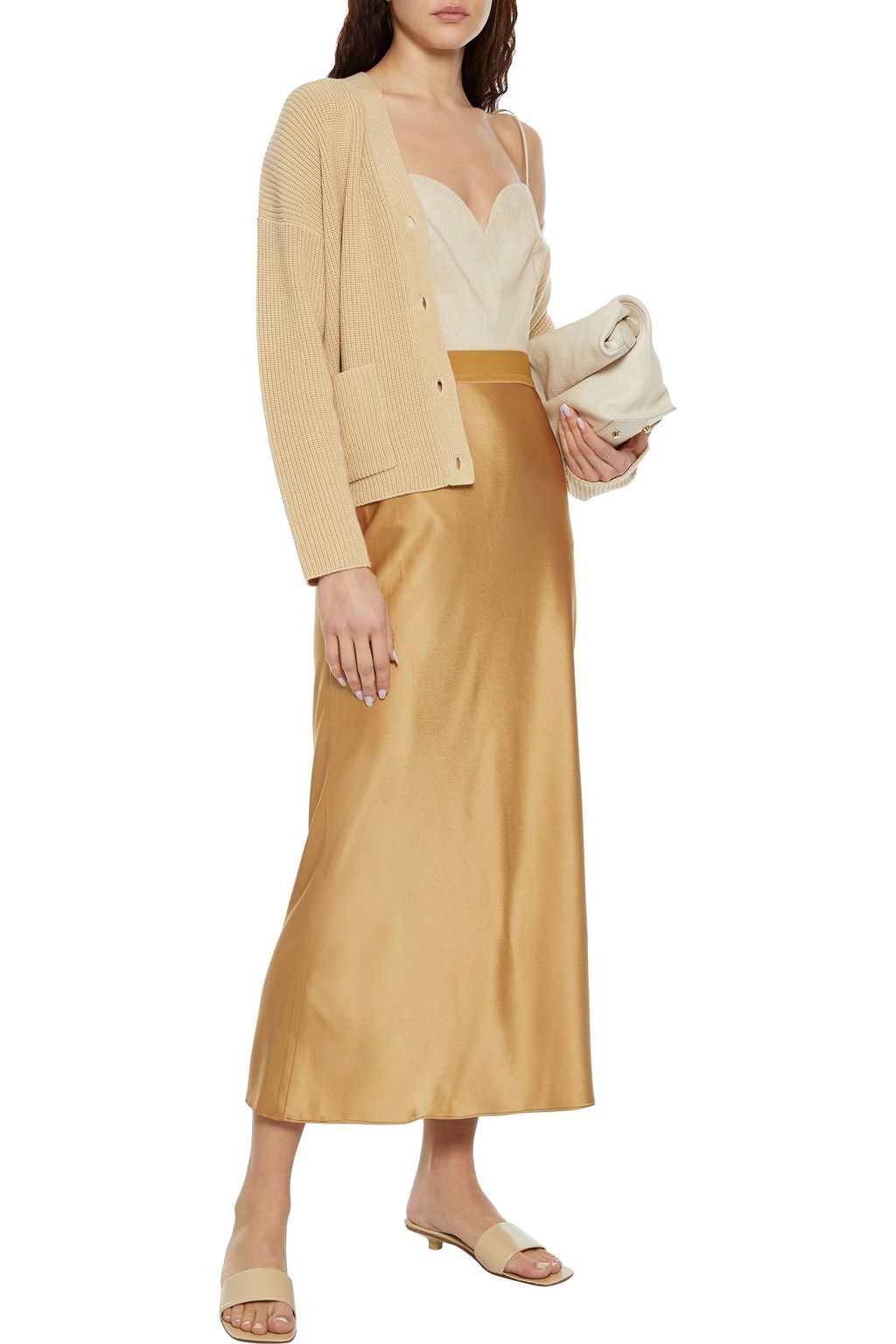THEORY Satin midi skirt