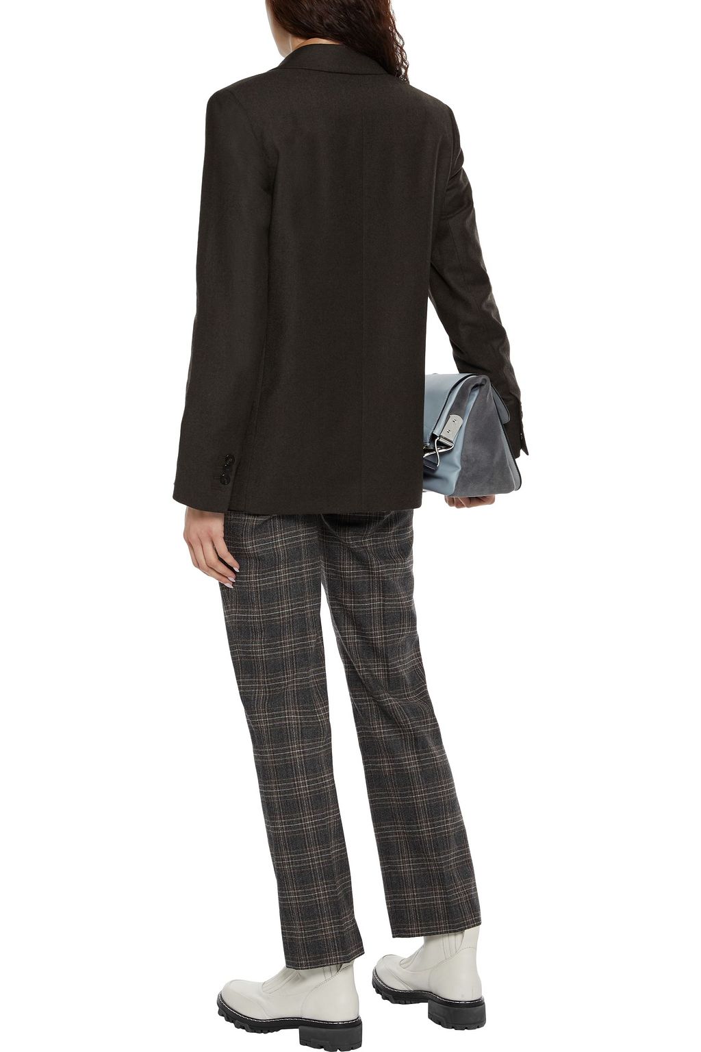 THEORY Double-breasted mélange wool-flannel blazer