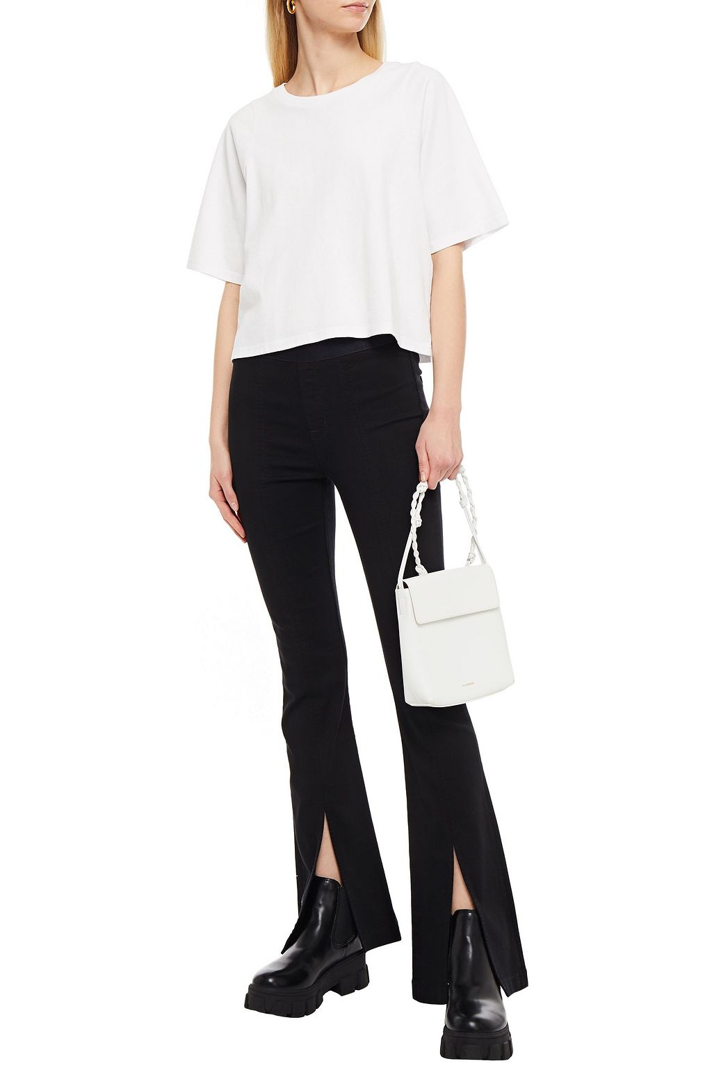 J BRAND Cropped cotton-jersey T-shirt
