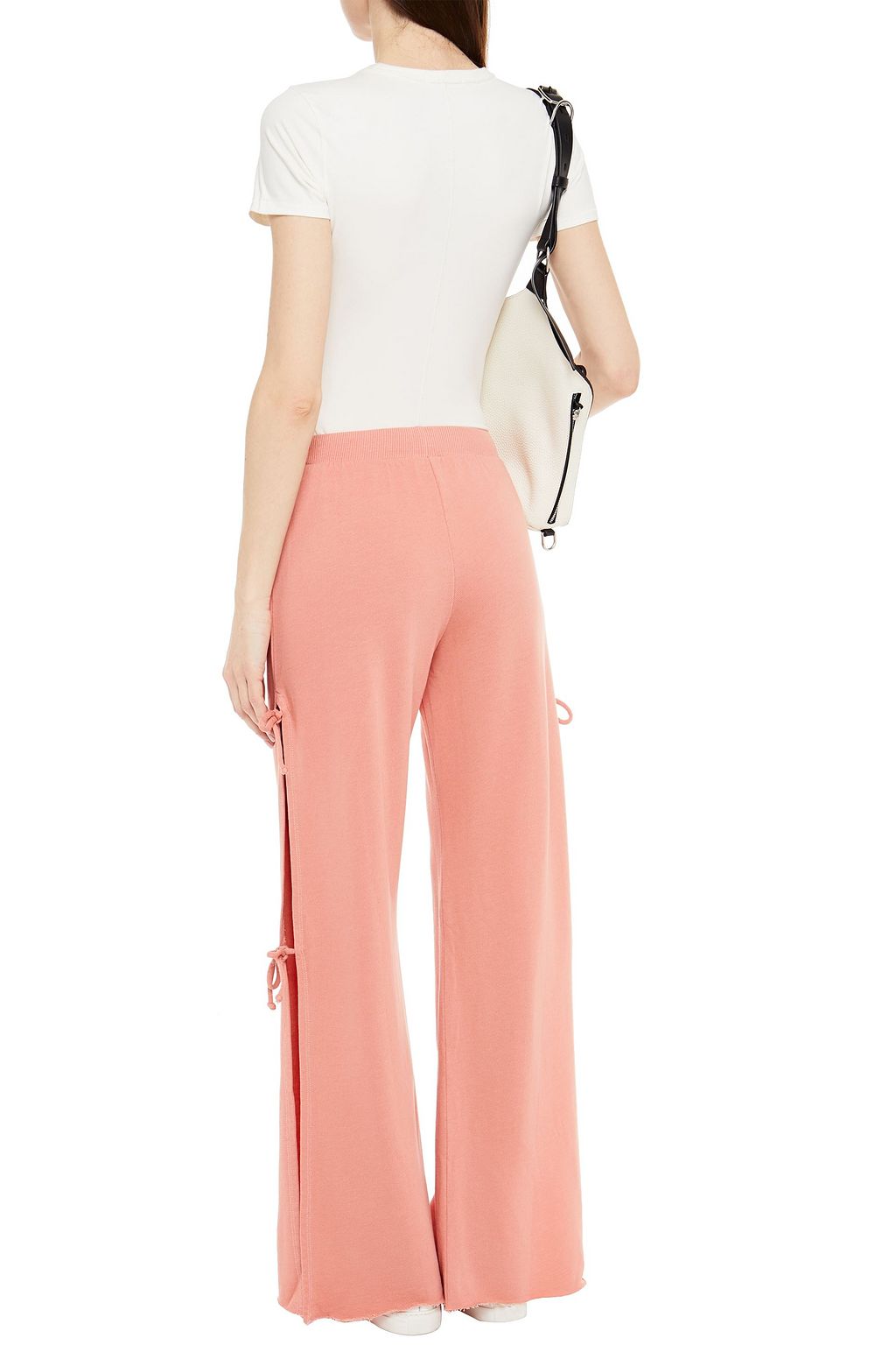 LANSTON Tie-detailed French cotton and Tencel-blend terry track pants