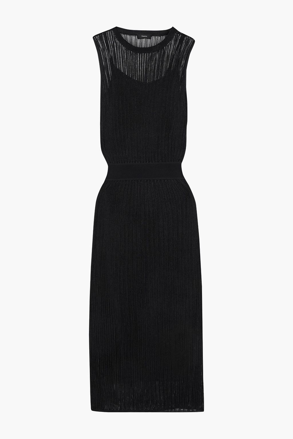 Black Crochet-knit midi dress | THEORY 