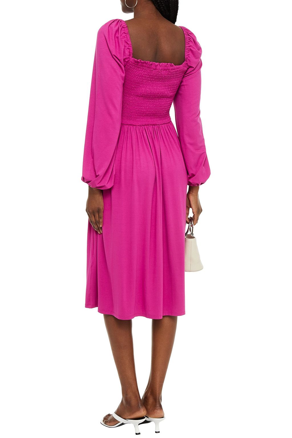 GHOST LONDON Penny shirred jersey midi dress