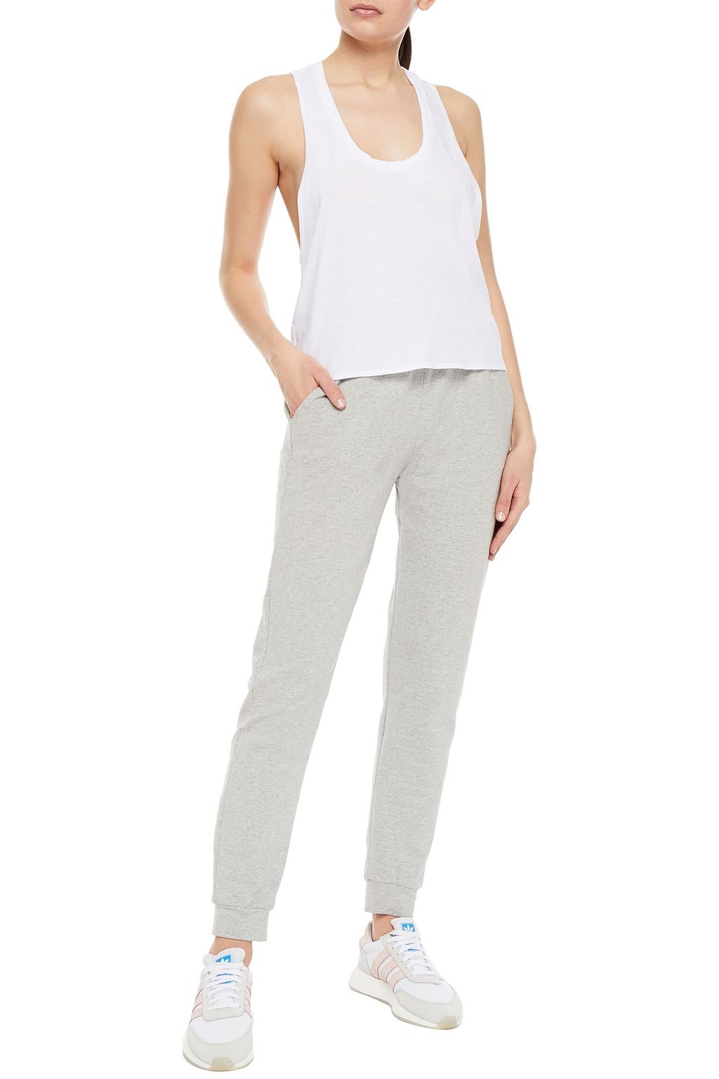 LANSTON Knotted slub cotton and modal-blend jersey tank
