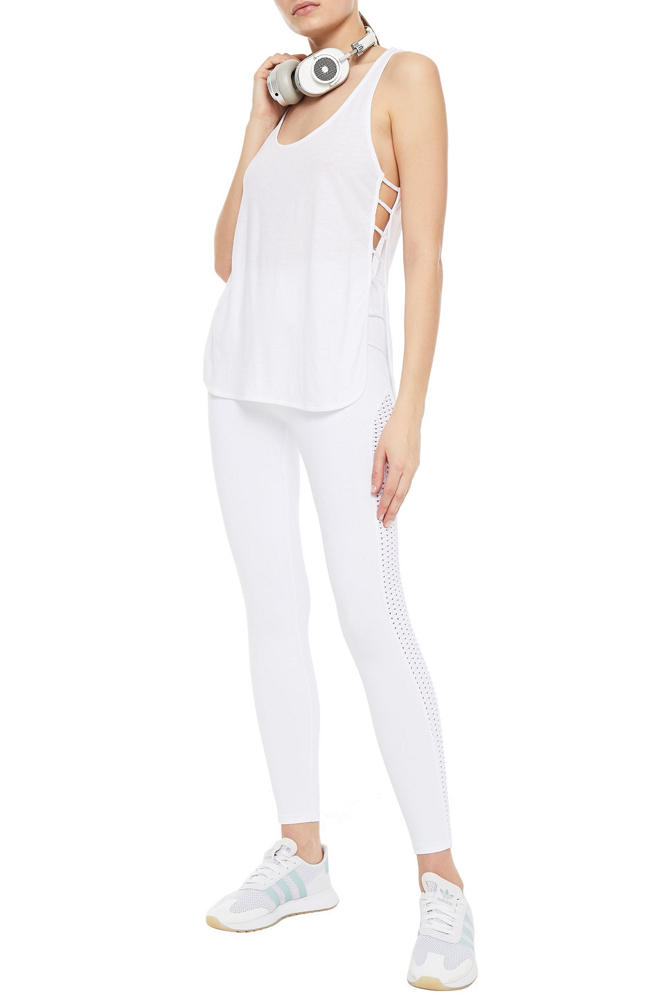 Lanston Slub Cotton And Modal-blend Jersey Tank In White