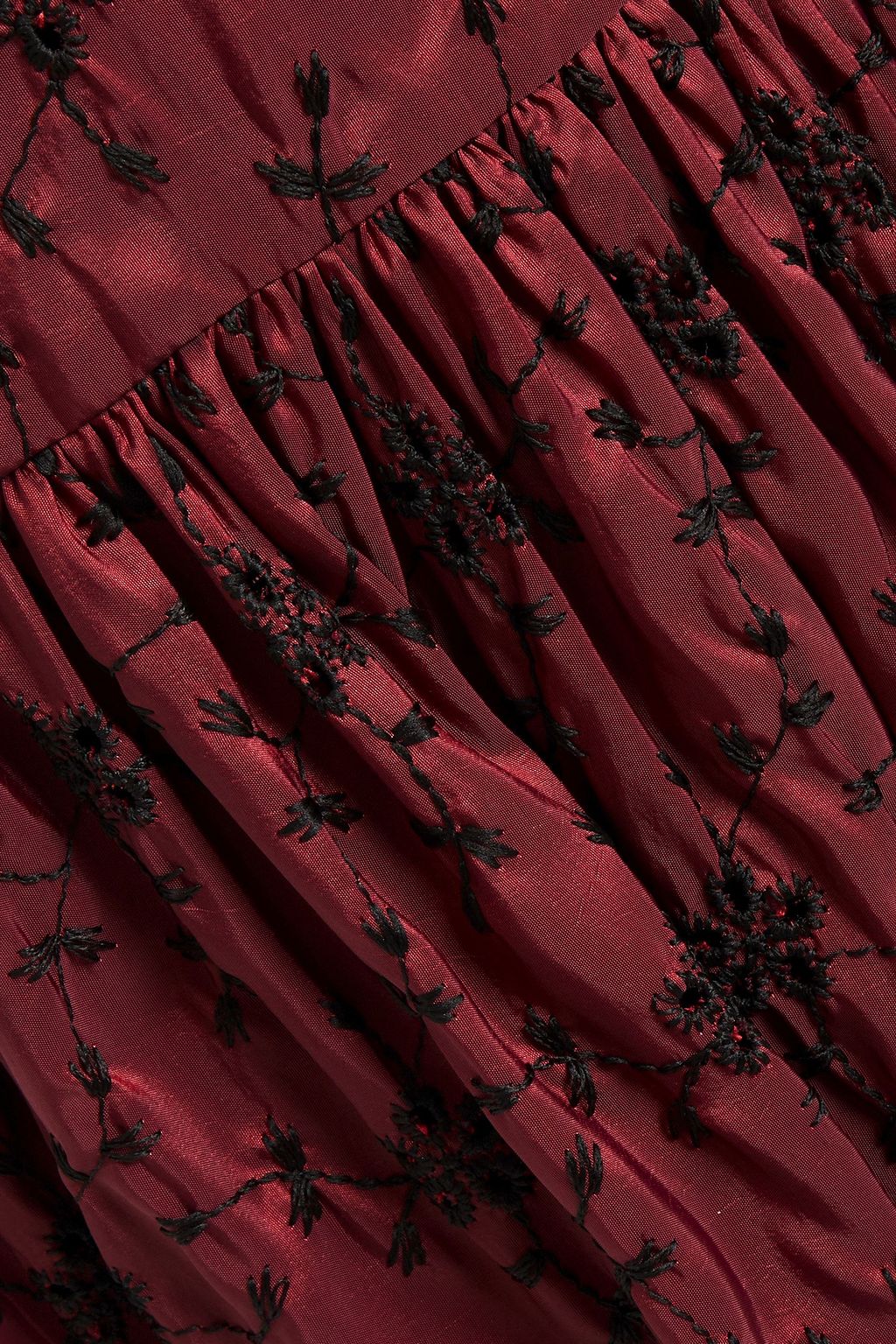 GHOST LONDON Ryleigh ruffled embroidered taffeta midi dress