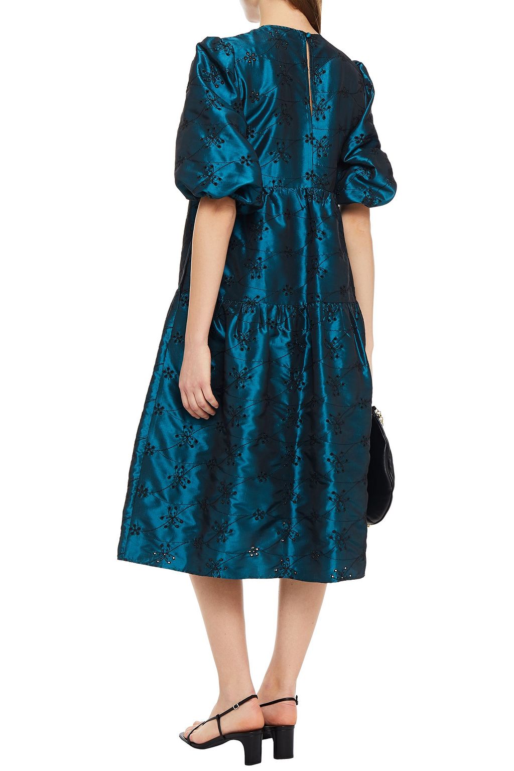 GHOST LONDON Aletta tiered embroidered taffeta midi dress Sale up to