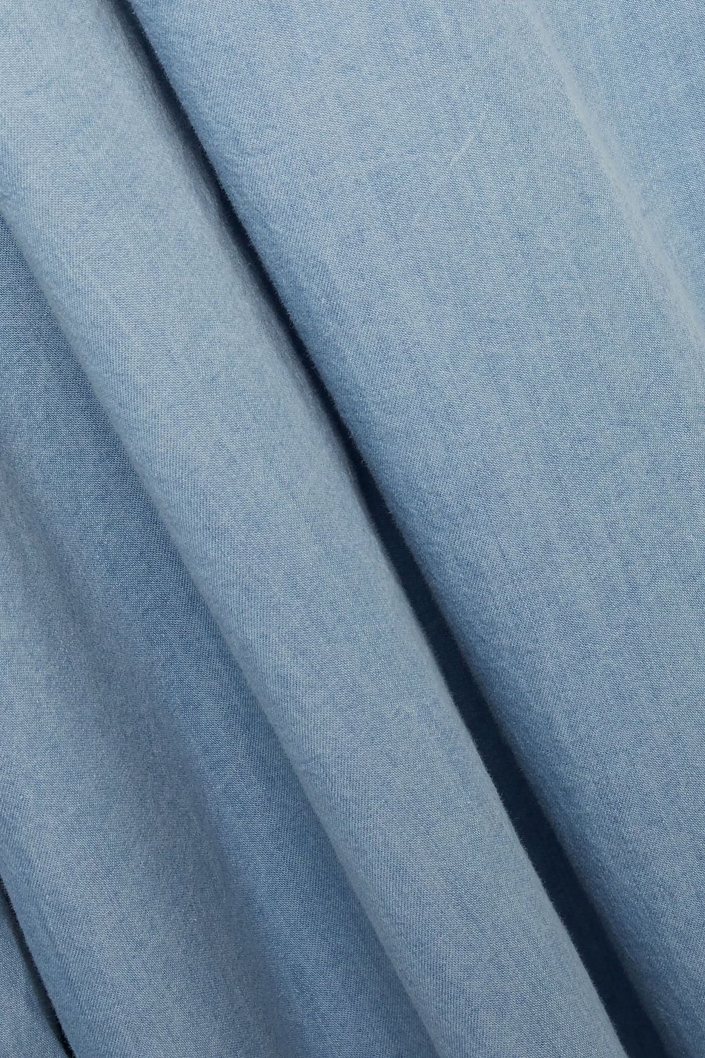 MARQUES' ALMEIDA Bow-detailed gathered cotton-chambray mini dress