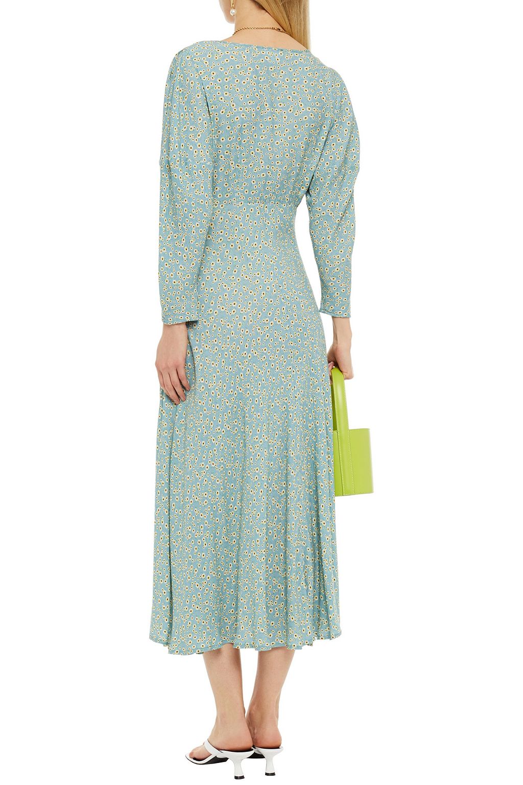 GHOST LONDON Clea fluted floral-print crepe midi dress