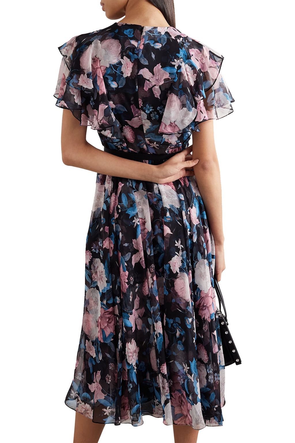 ERDEM Garland belted ruffled floral-print silk-chiffon midi dress