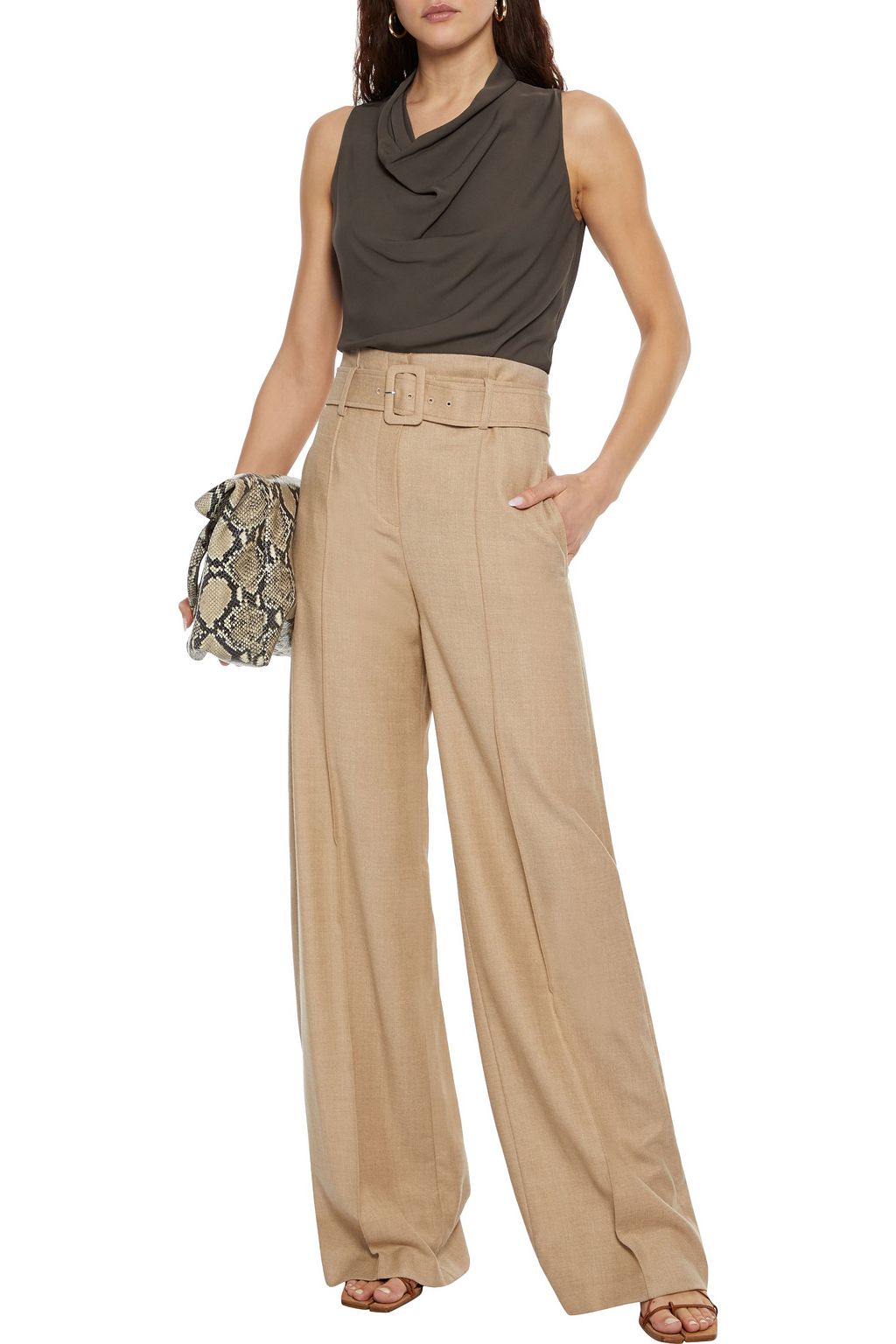 THEORY Draped silk-crepe top