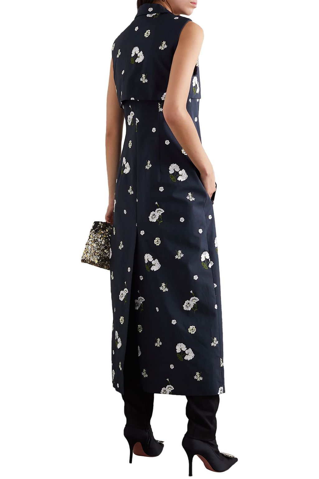 ERDEM Rian belted embroidered cotton-canvas vest
