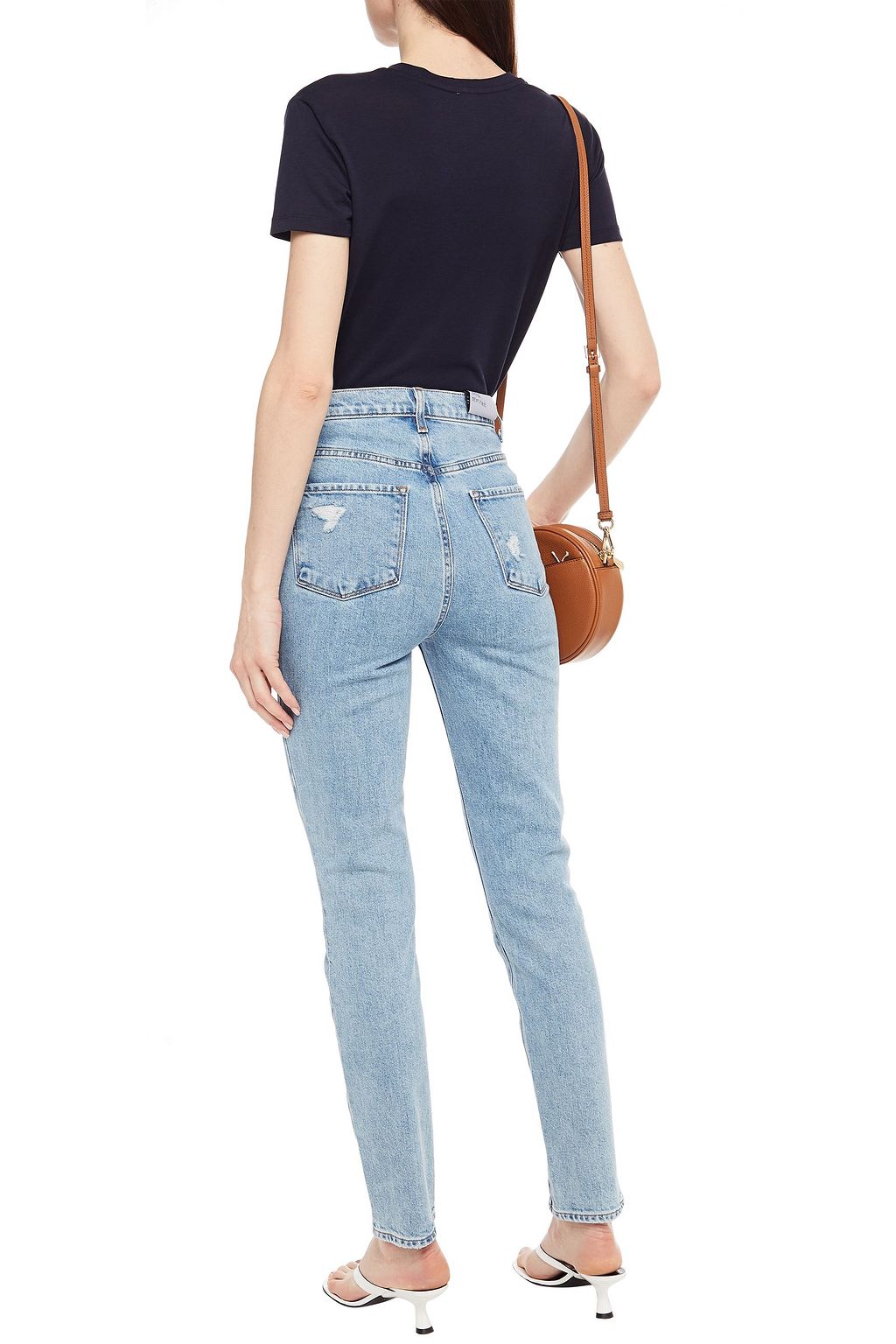 J BRAND Distressed high-rise slim-leg jeans