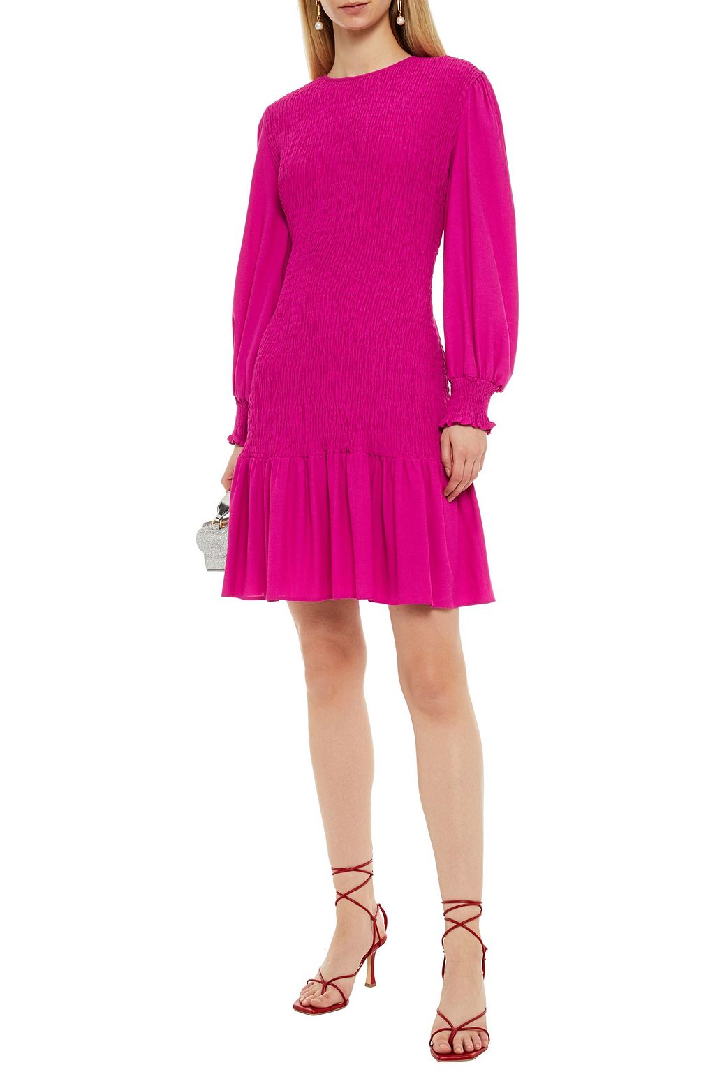 GHOST LONDON Adley shirred crepe mini dress