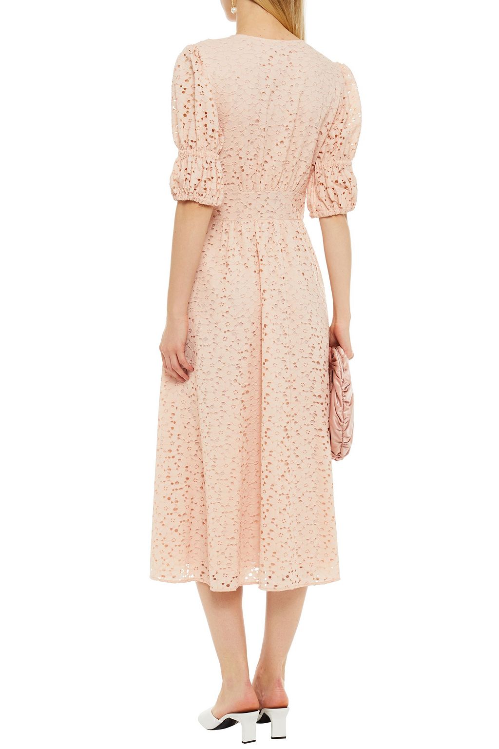 GHOST LONDON Ebba gathered lace midi dress