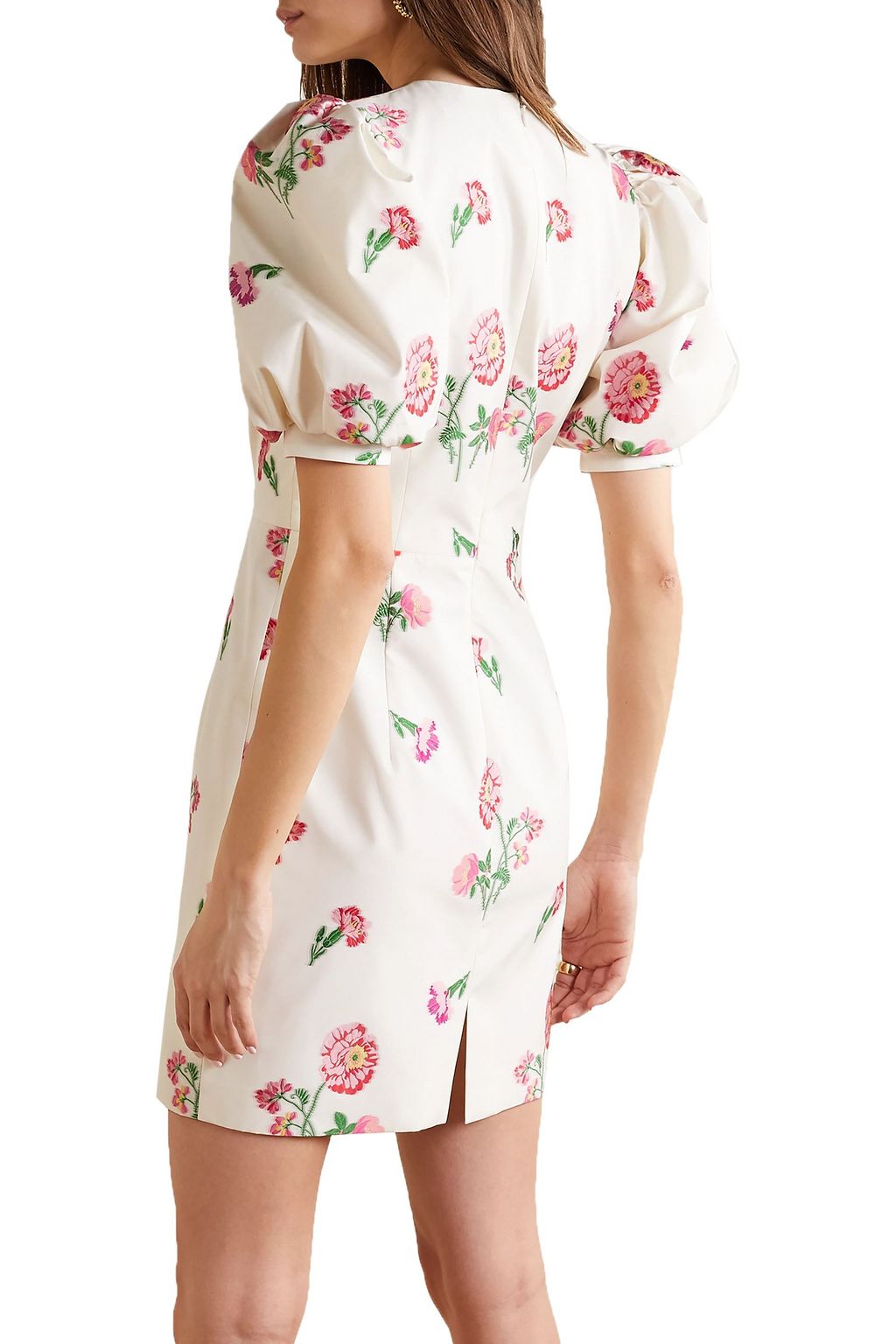 ANDREW GN Gathered floral-jacquard mini dress