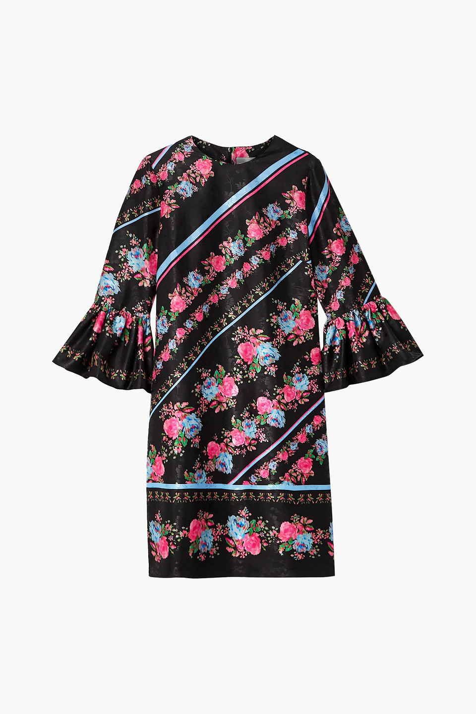 Erdem Woman Elijah Floral-print Satin-jacquard Mini Dress Black Size 12