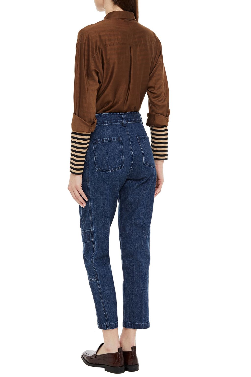 Mid denim Athena belted high-rise 