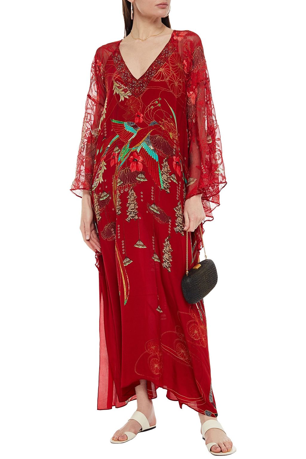 CAMILLA Forbidden Fruit embellished silk-georgette and silk crepe de chine maxi dress