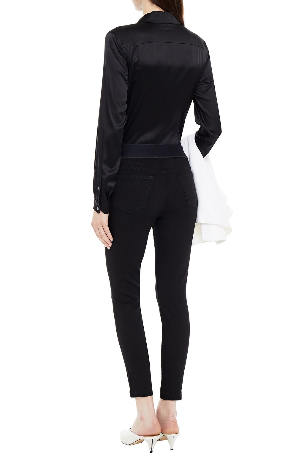 J BRAND Dellah satin-trimmed high-rise skinny jeans