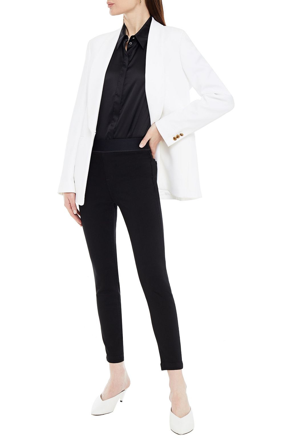 J BRAND Dellah satin-trimmed high-rise skinny jeans