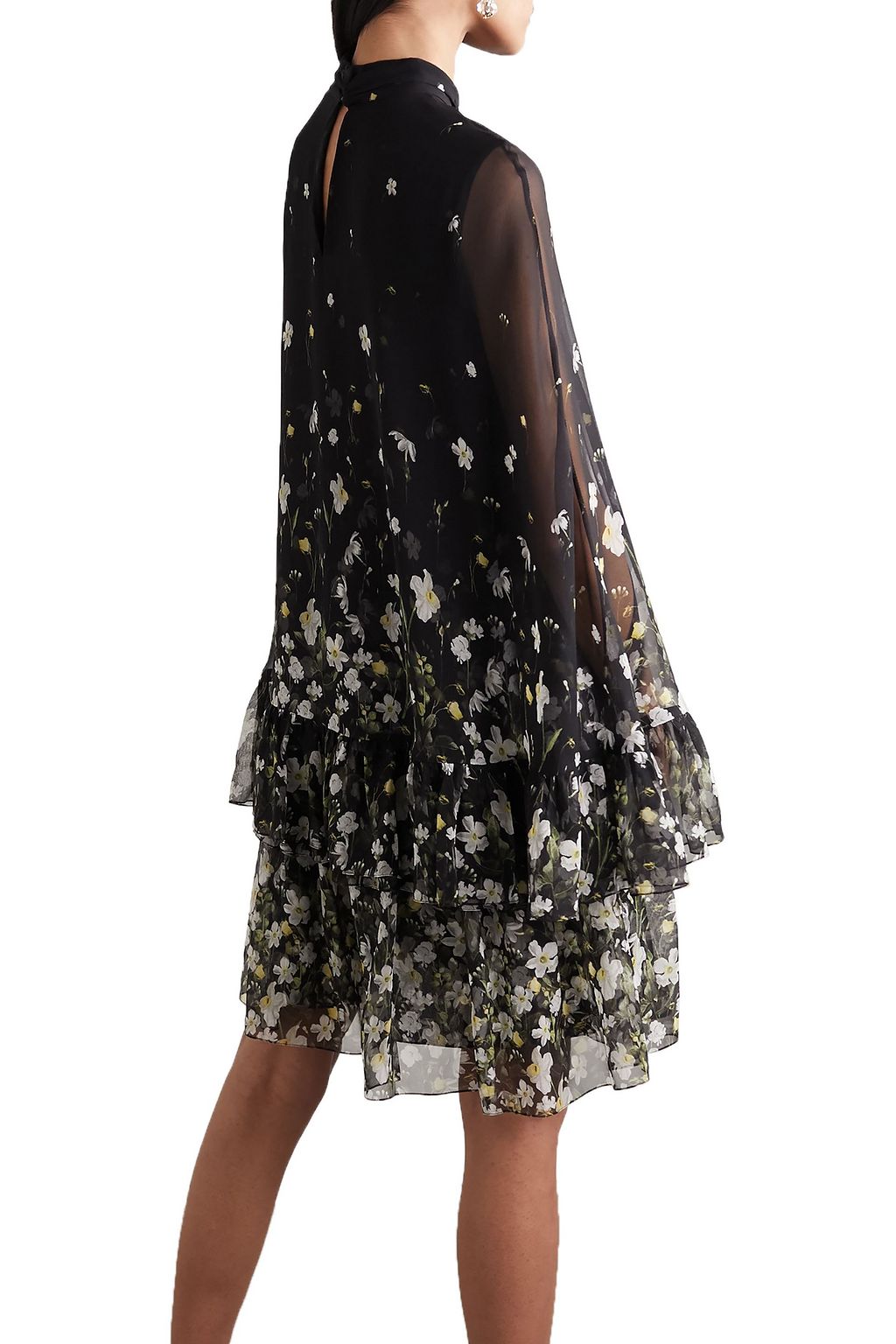 ERDEM Concetta tiered floral-print silk-chiffon dress