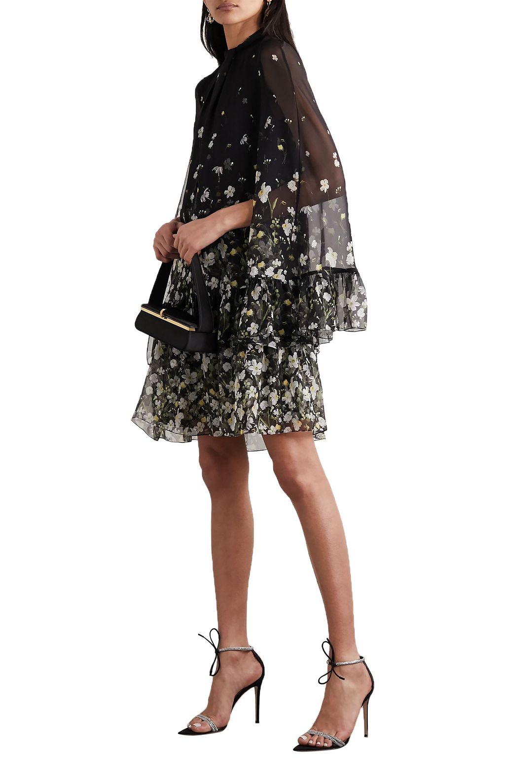 ERDEM Concetta tiered floral-print silk-chiffon dress