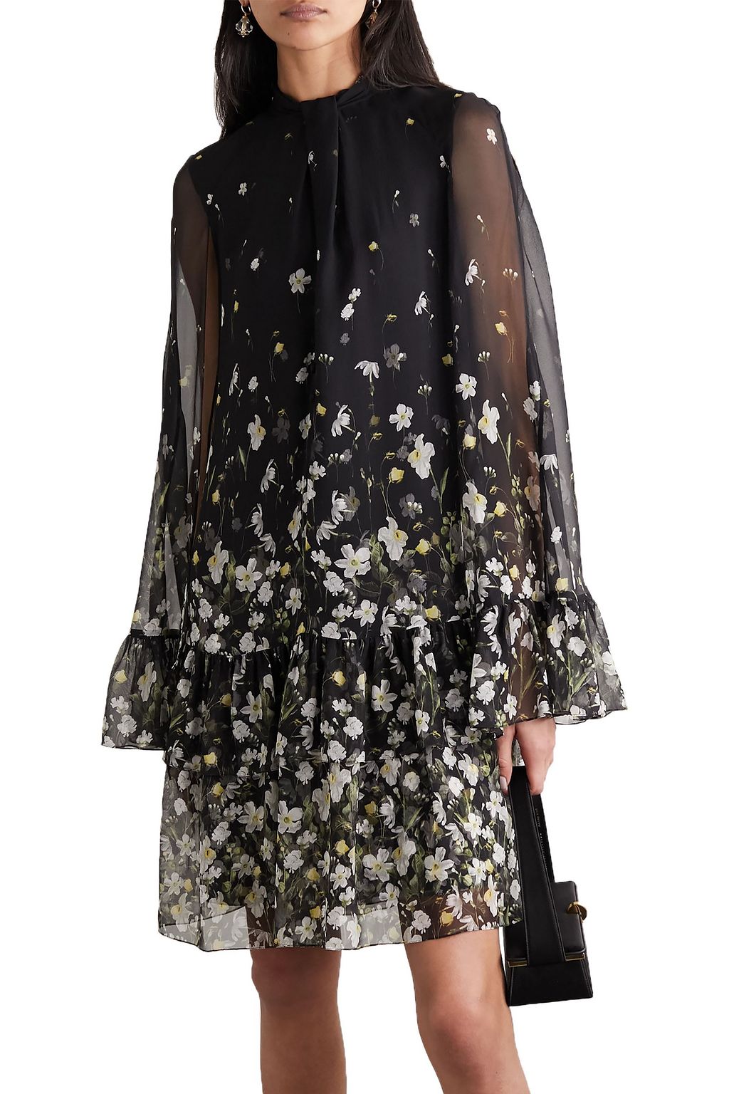 ERDEM Concetta tiered floral-print silk-chiffon dress
