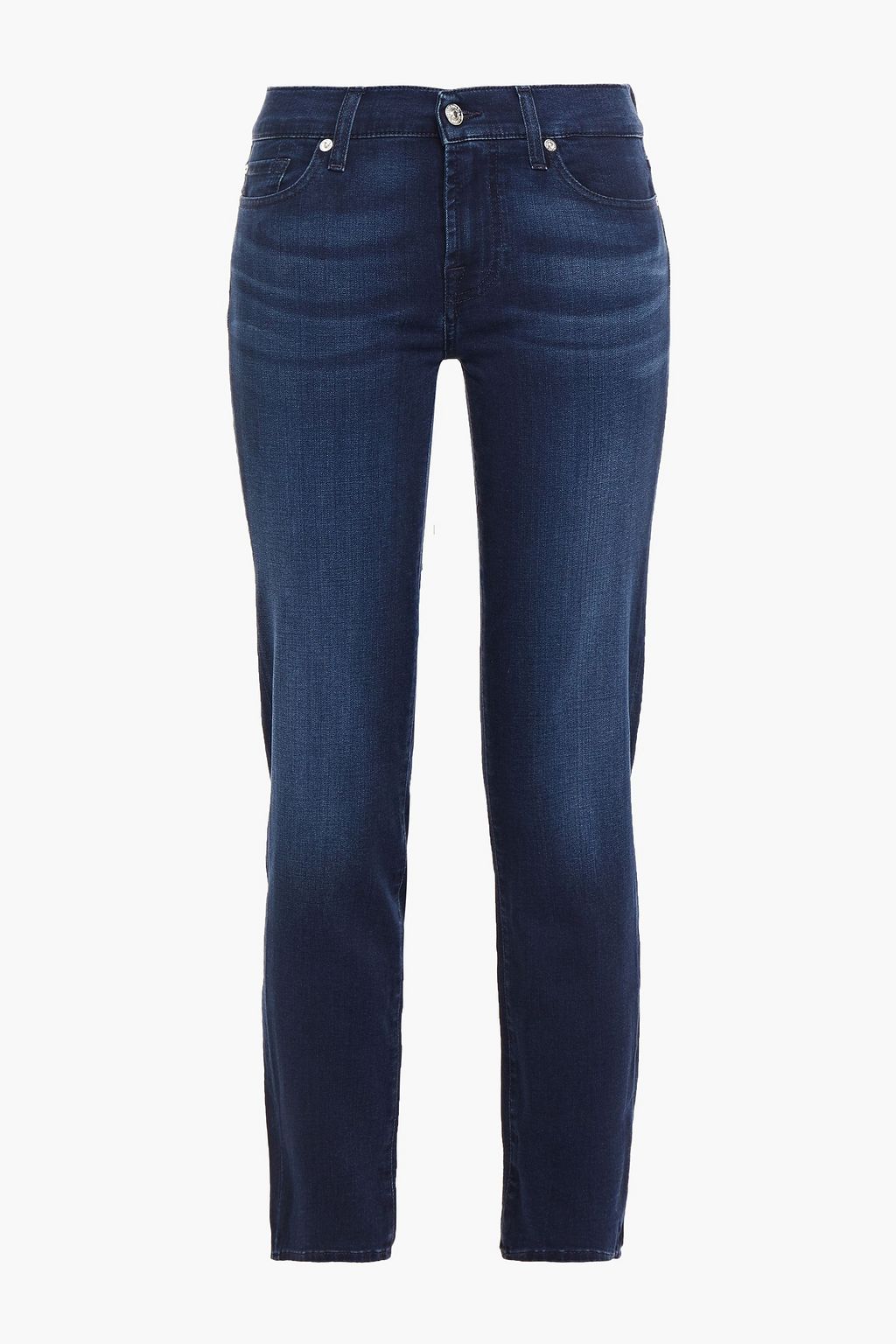 Dark denim Mid-rise slim-leg jeans 