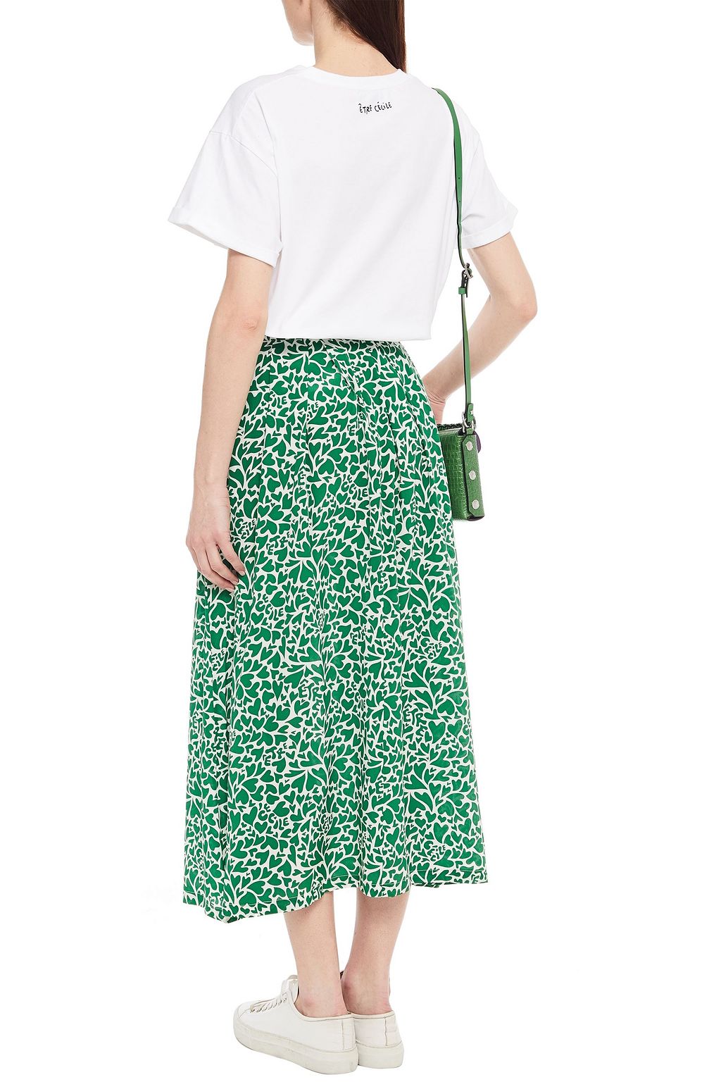 ÊTRE CÉCILE Pleated printed silk crepe de chine midi skirt