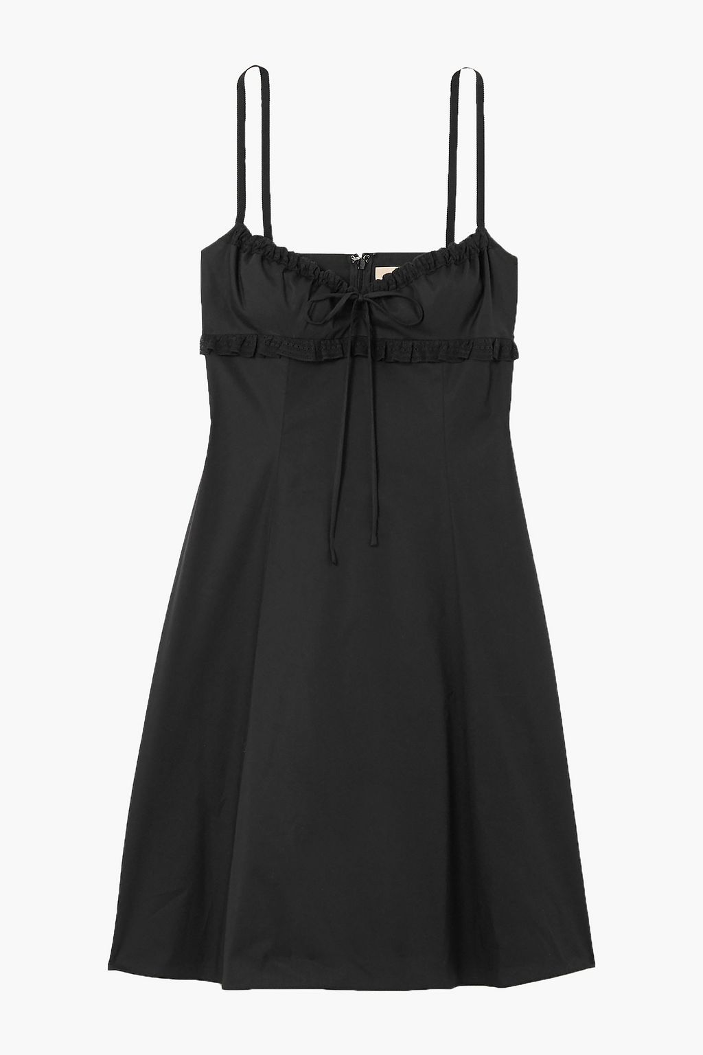 Black Lace-trimmed stretch-cotton dress ...