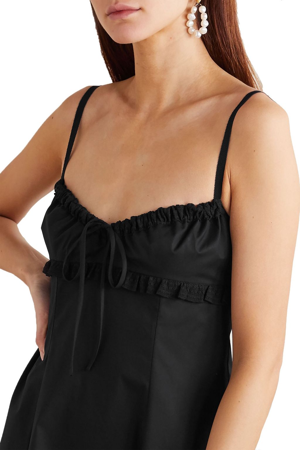 BROCK COLLECTION Lace-trimmed stretch-cotton dress