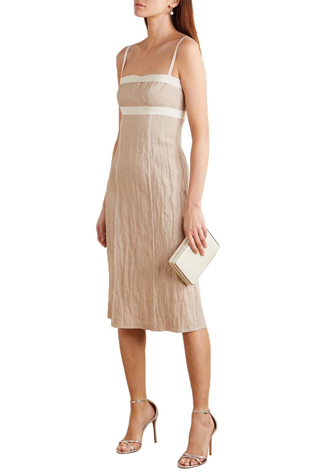 BROCK COLLECTION Grosgrain and chiffon-trimmed linen-blend dress