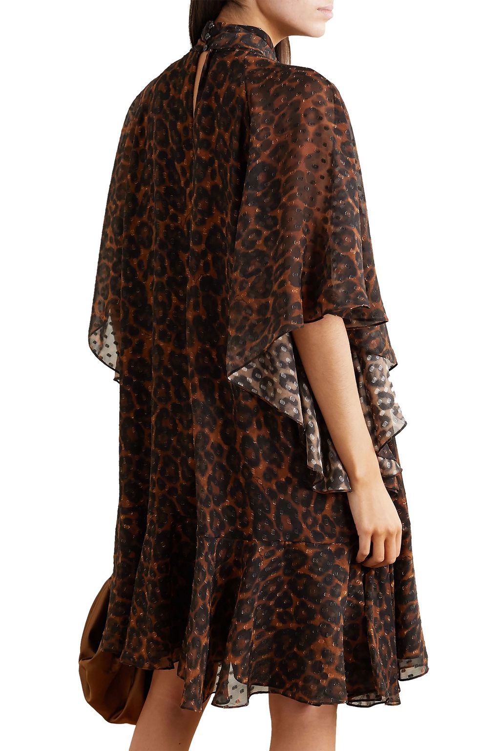 ERDEM Elviretta tie-neck leopard-print fil coupé chiffon dress