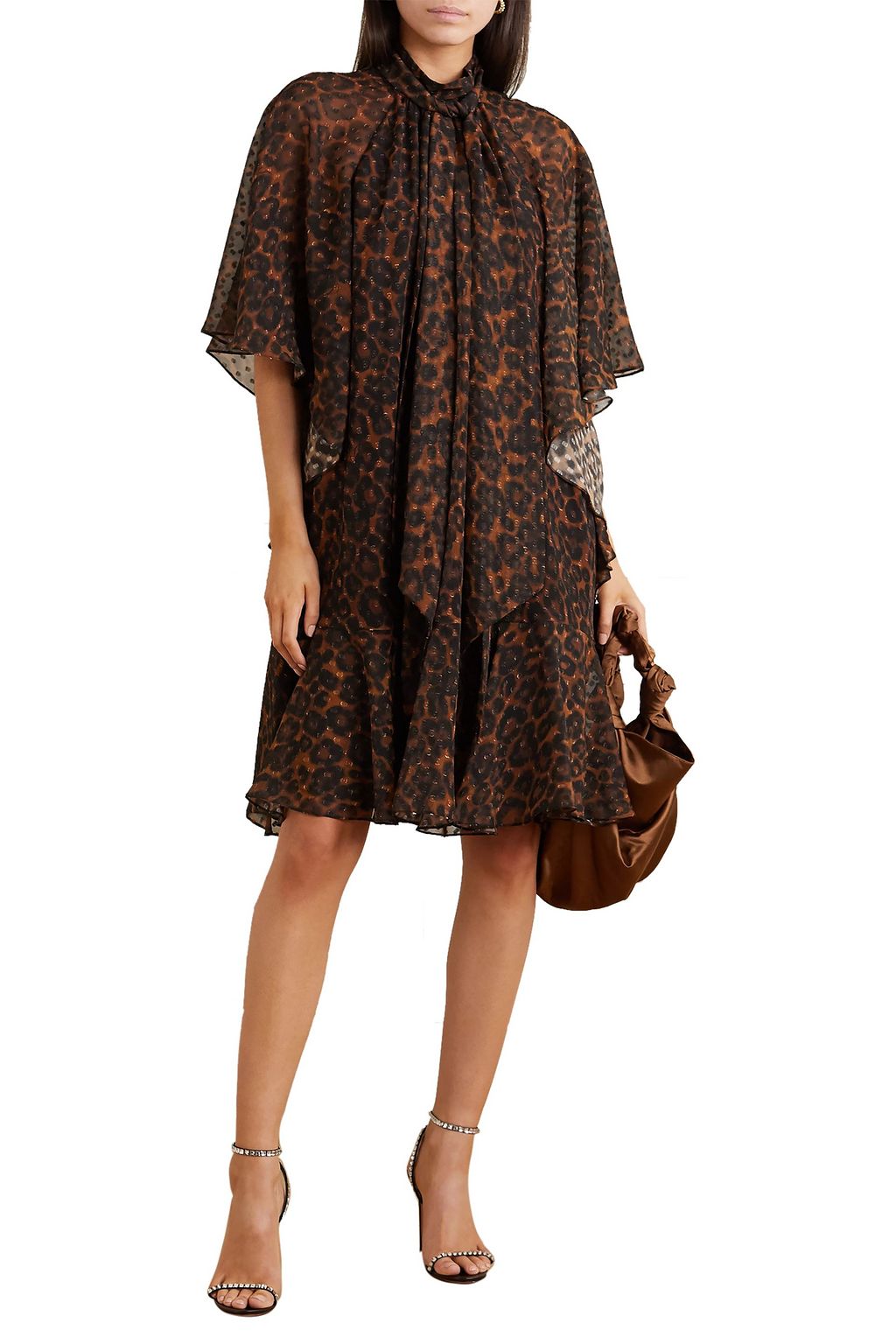 ERDEM Elviretta tie-neck leopard-print fil coupé chiffon dress