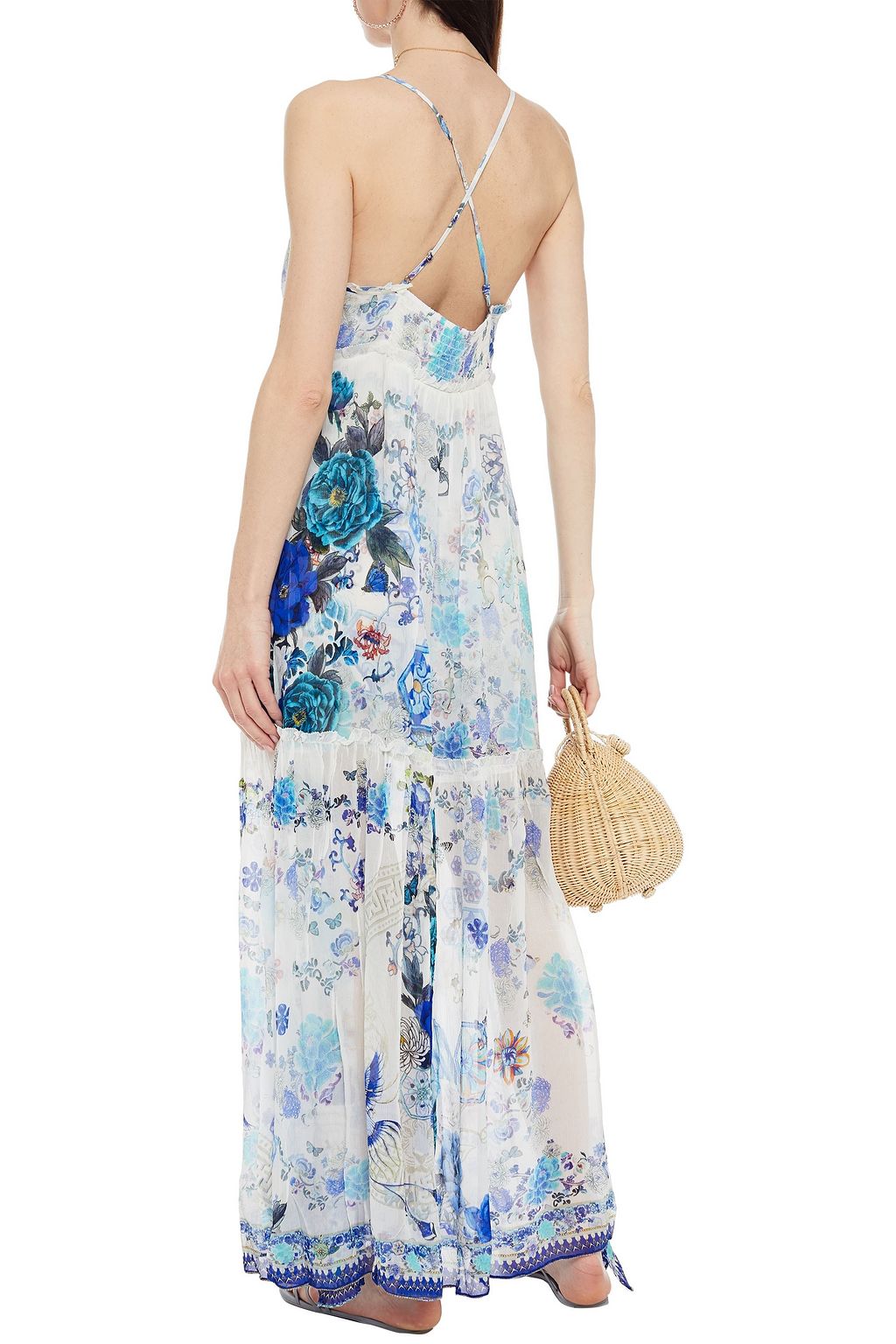 CAMILLA Crystal-embellished silk-crepon maxi dress